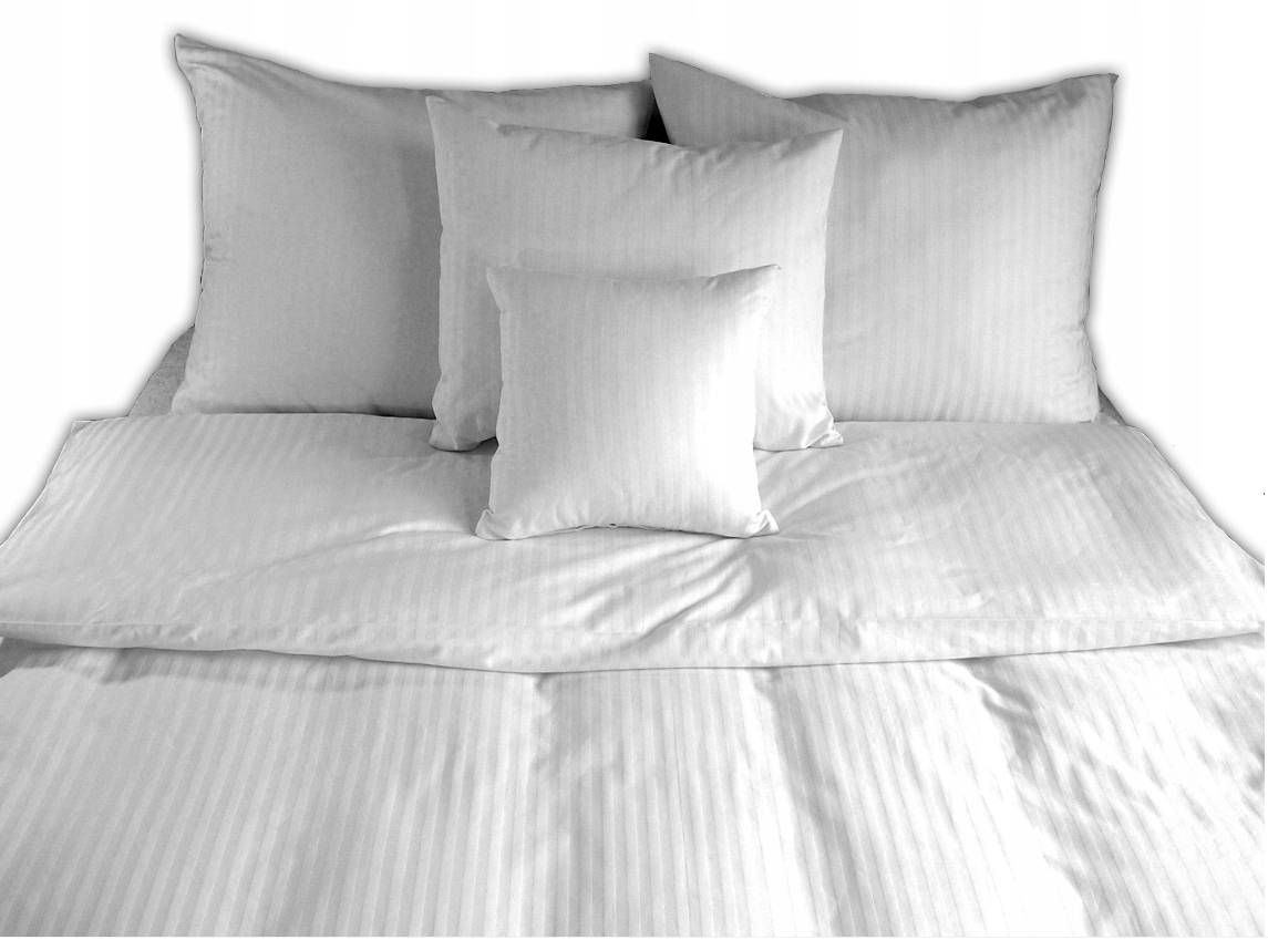 Pościel Hotelowa adamaszek 200x200cm 2x 50x60 zamek Pasy 4 mm