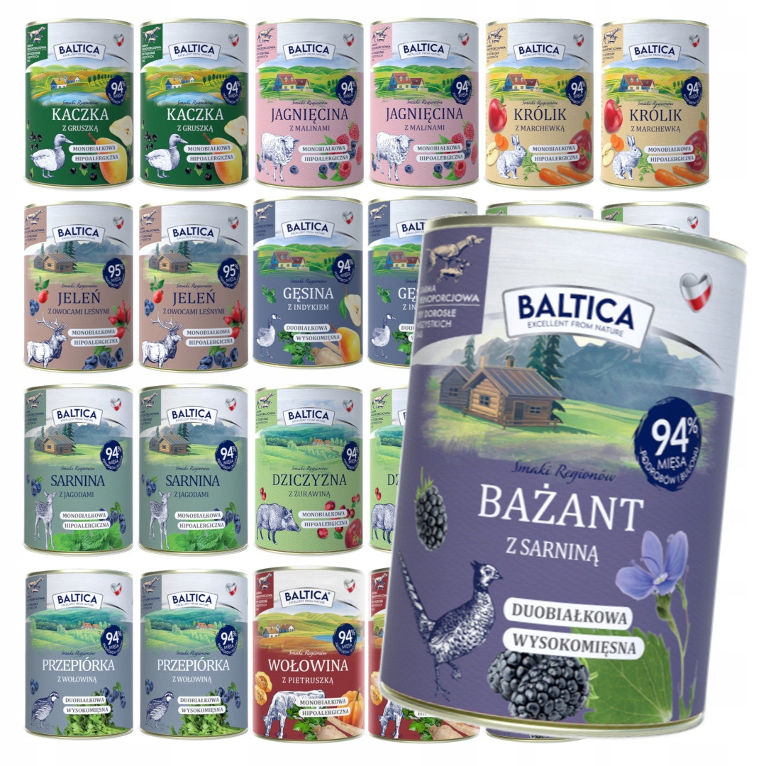 Levně Baltica Mix 12 příchutí 24x400g Bezobilné Vlhké Krmivo pro psy