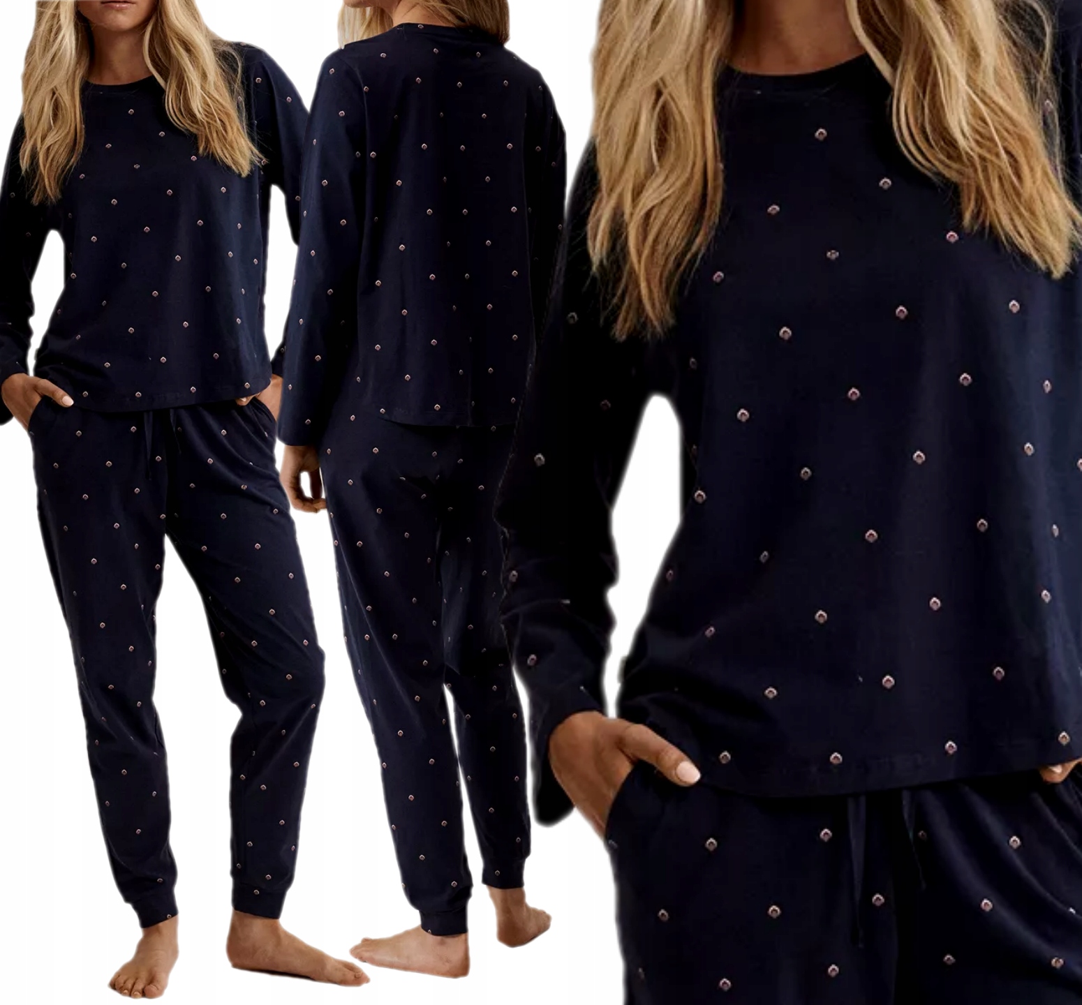 Ciepła piżama damska z długim rękawem Atlantic bawełna NLP-500 *s*