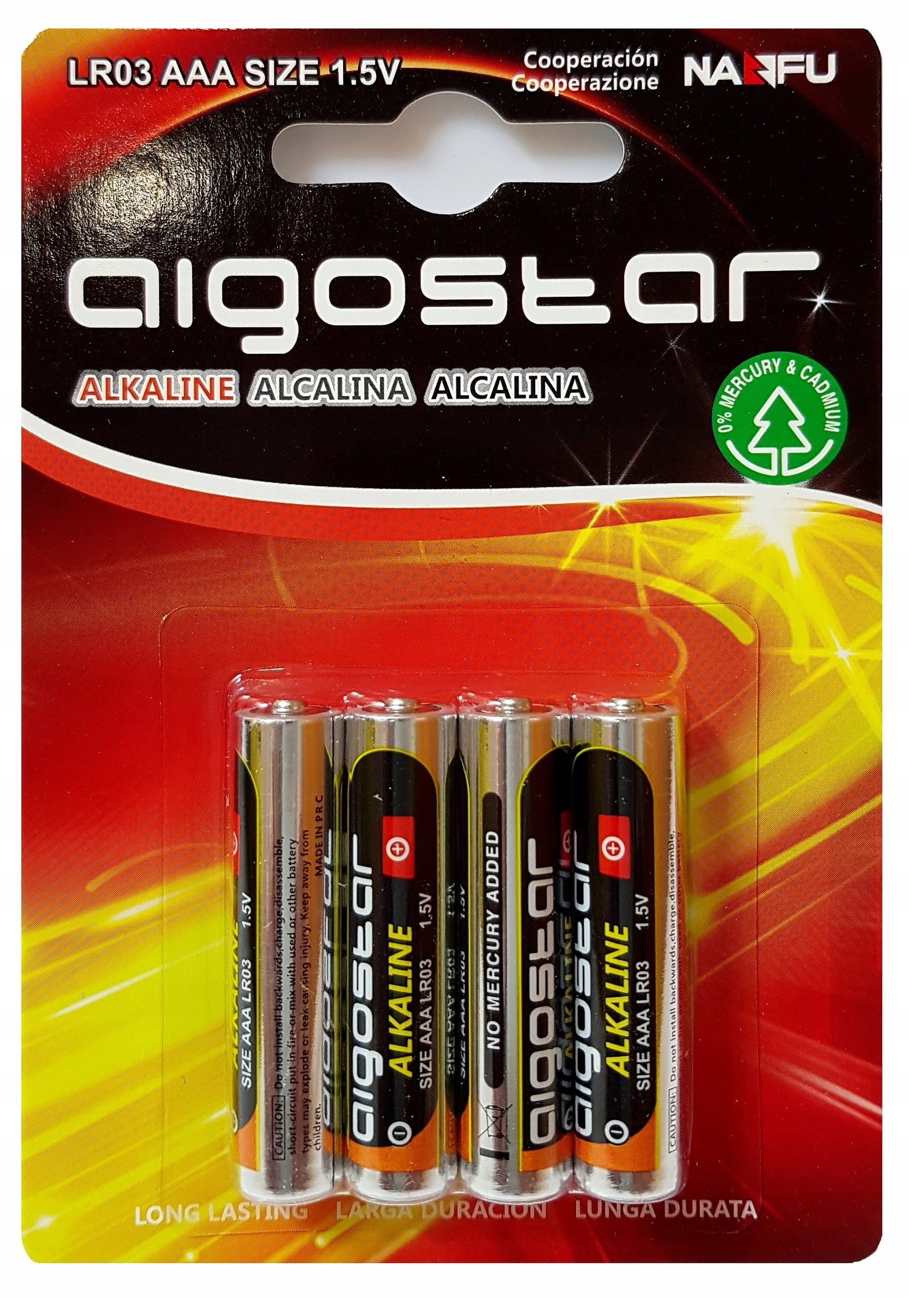 4x MOCNA BATERIA alkaliczna LR03 AAA AIGOSTAR