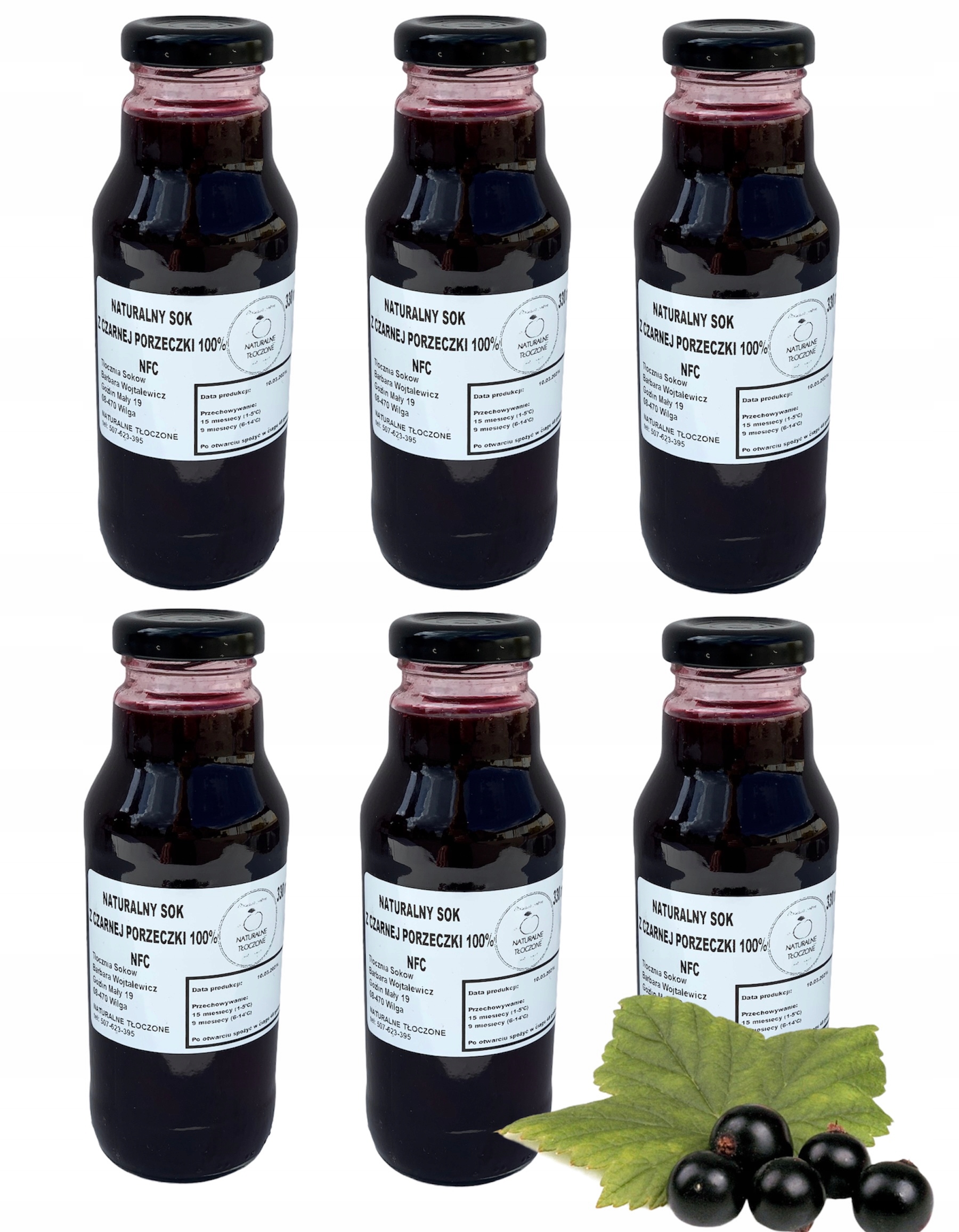 Levně 6 x 330 ml šťáva z Černého Rybízu 100% (0,3 l, Nfc)