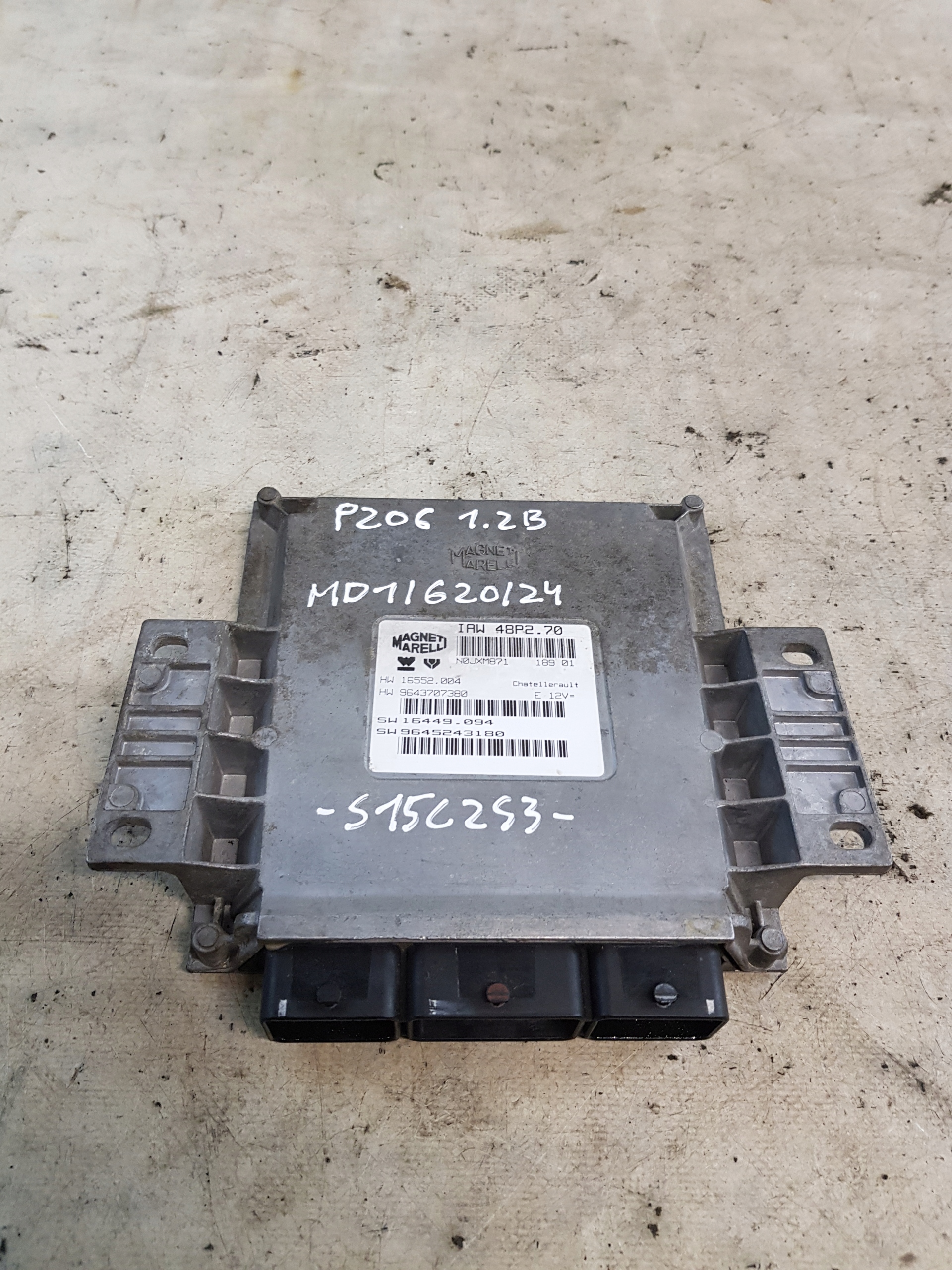 control unit of the engine PEUGEOT 206 1.2 B 9645243180