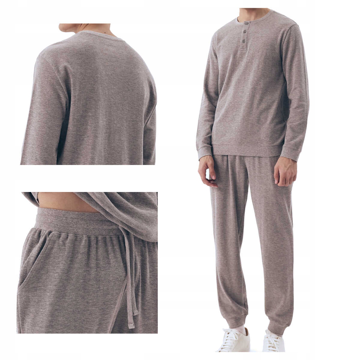 Henderson Pánské bavlněné pyžamo s dlouhým rukávem Desert 42638 šedé 3XL