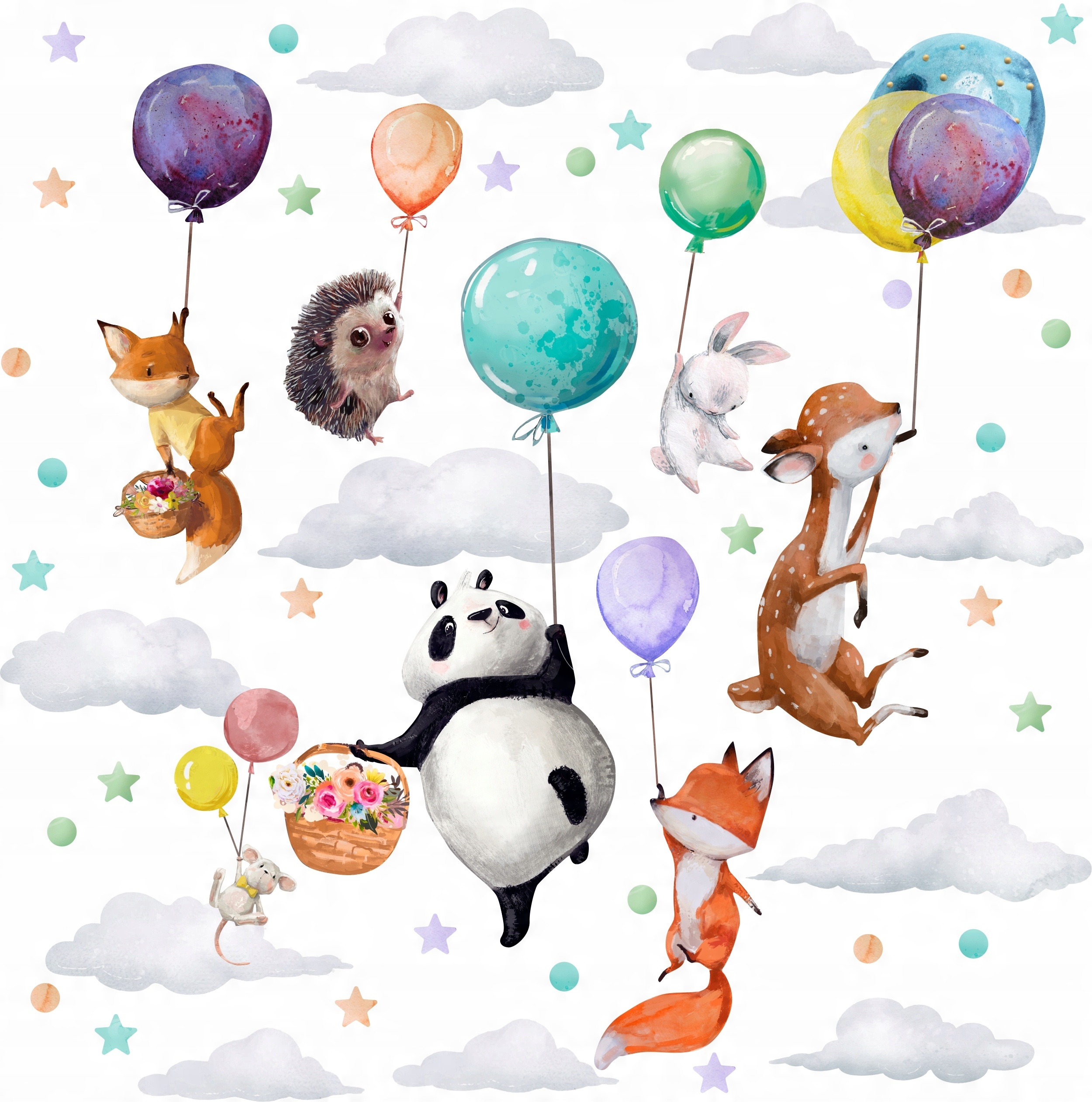 

Naklejki na ścianę dla dzieci Zwierzątka i Balony