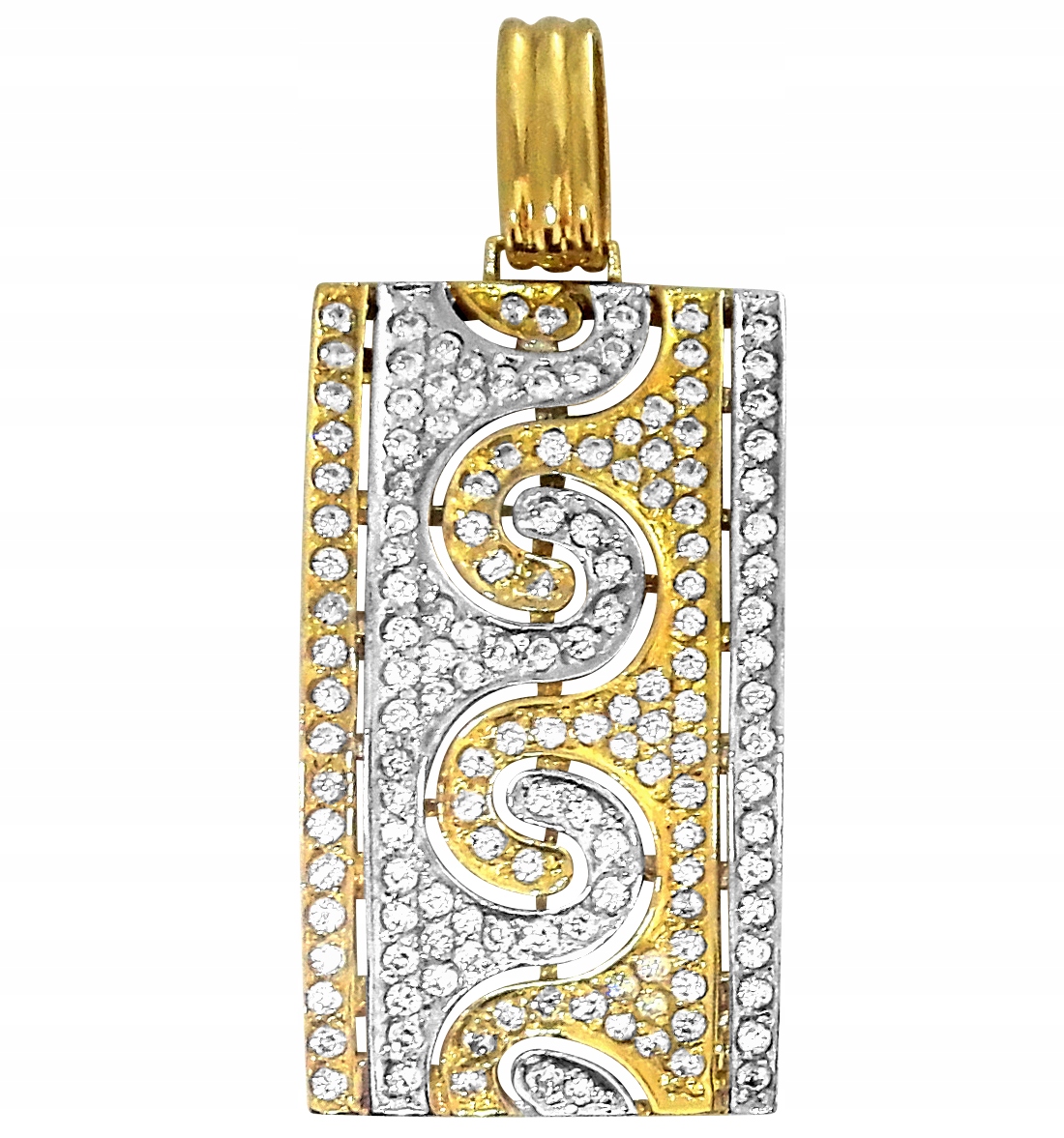 Zlatý Velký Přívěsek Vlna Se Zirkony Pr. 585