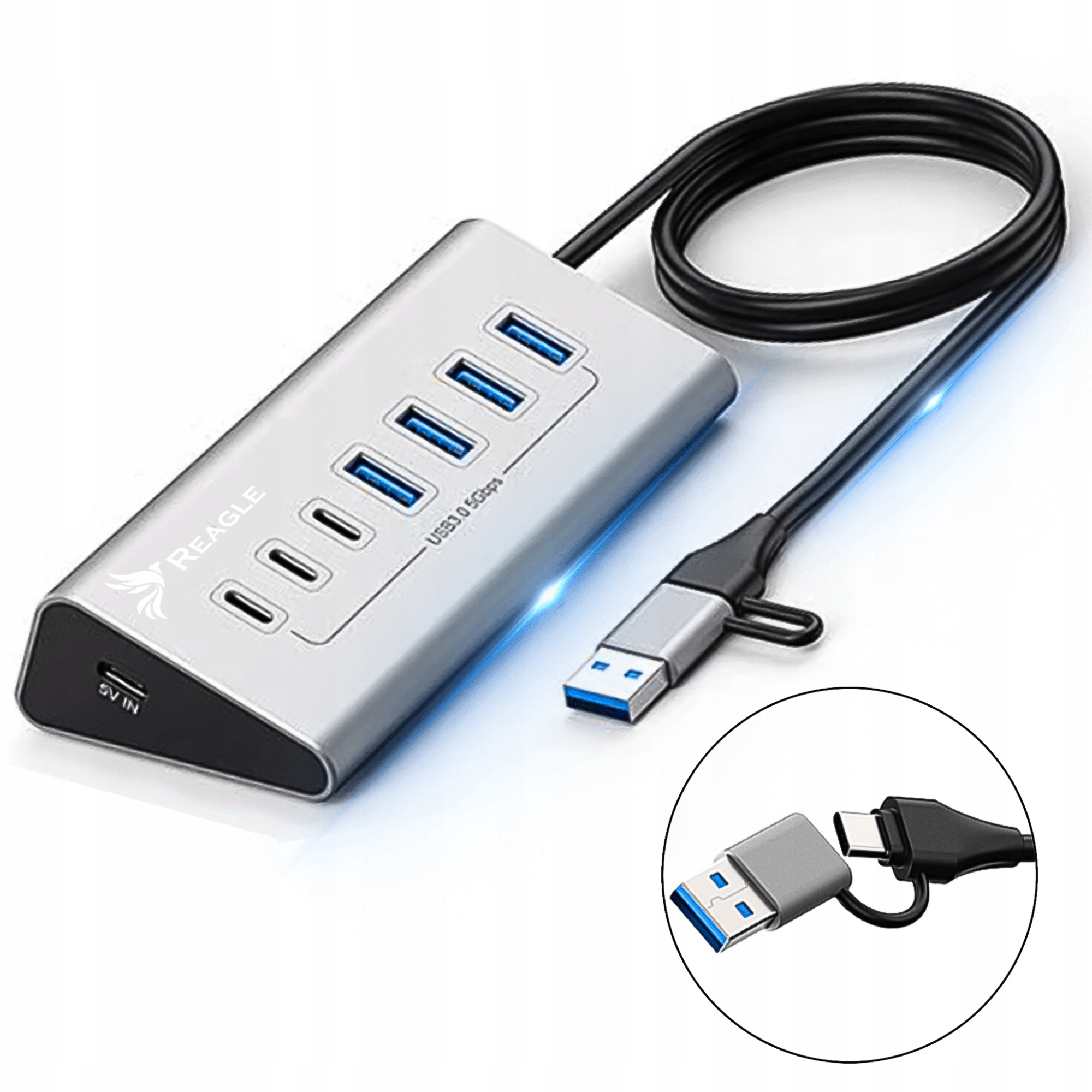 Usb Hub Aktivní 7 Portů Usb 3.2 Rozbočovač 7v1 Usb-c Do 36W R