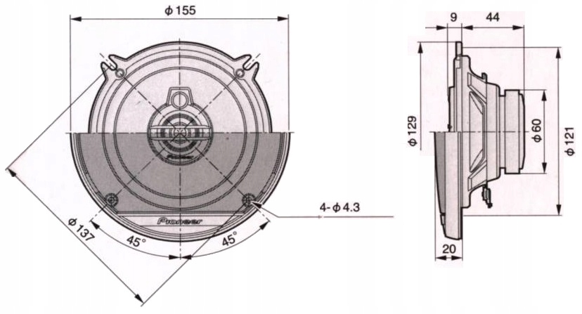 PIONEER TS-G1330F GŁOŚNIKI SAMOCHODOWE 250W 13cm Kod producenta TS-G1330F
