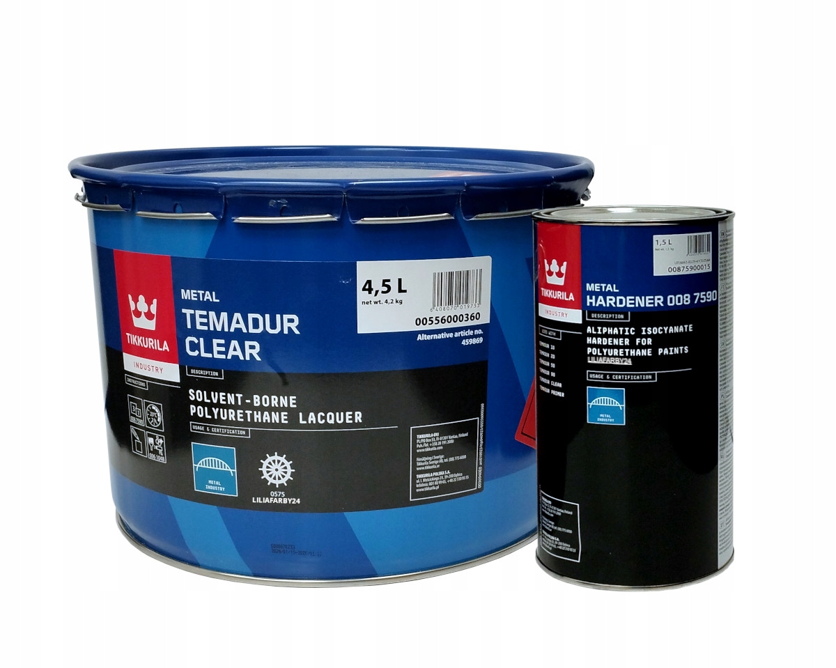 Temadur Clear bezbarwny lakier poliuretanowy na beton wysoki połysk 6l