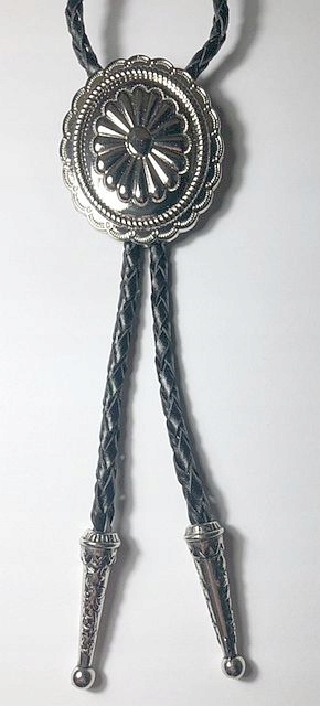 Kravata western bolo Concho lesk pletenina přírodní kůže