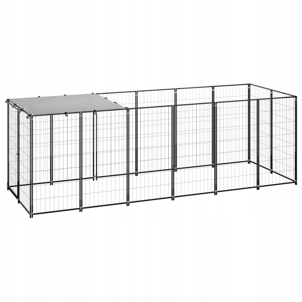 Levně vidaXL Kotec pro psa, černá, 330x110x110 cm, ocelová