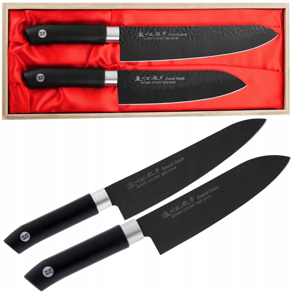 Satake Sword Smith Black Japonský set 2 nožov šéfa 21 cm a Santoku 17 cm