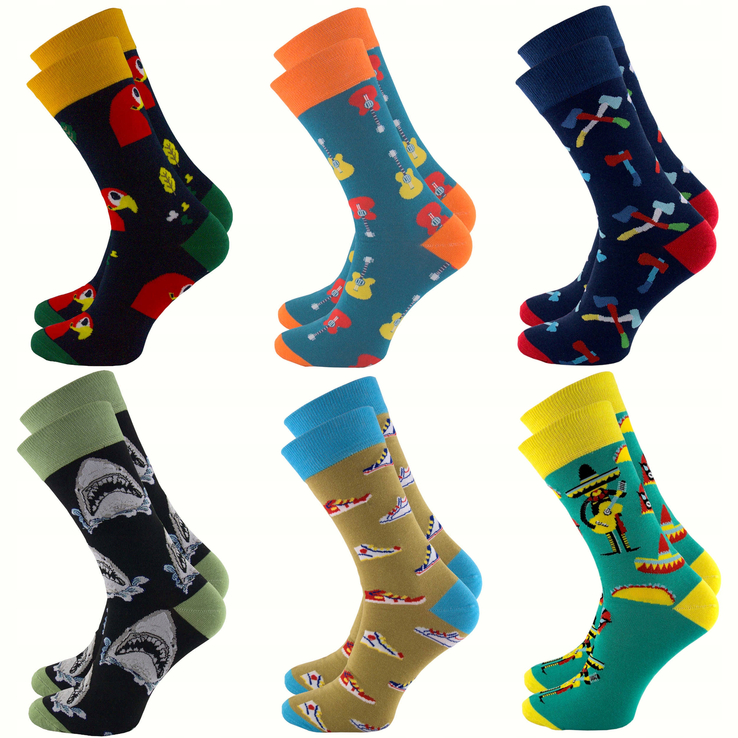 

6 Par Kolorowe Skarpety Męskie Premium Super Wzory