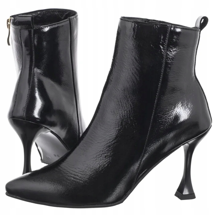 Dámské elegantní Kotníkové Boty Nepeke Elena Black, černé lakované
