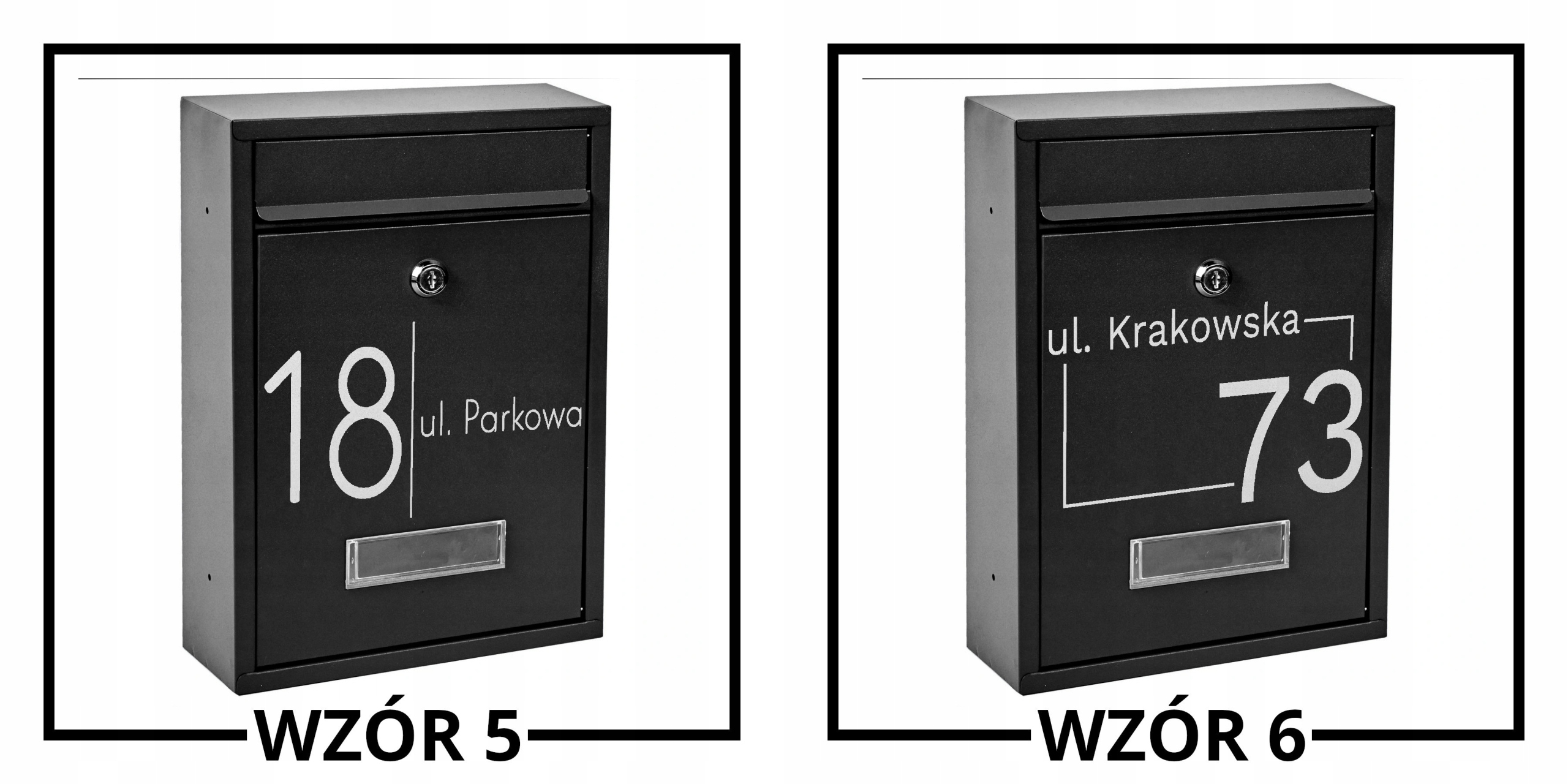 SKRZYNKA POCZTOWA CZARNA RIB + WZÓR NAPIS Szerokość produktu 21.5 cm