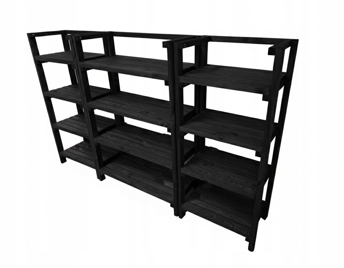 Drevená, pevná sada regálov 198/35/120 Heban, na zaváraniny.