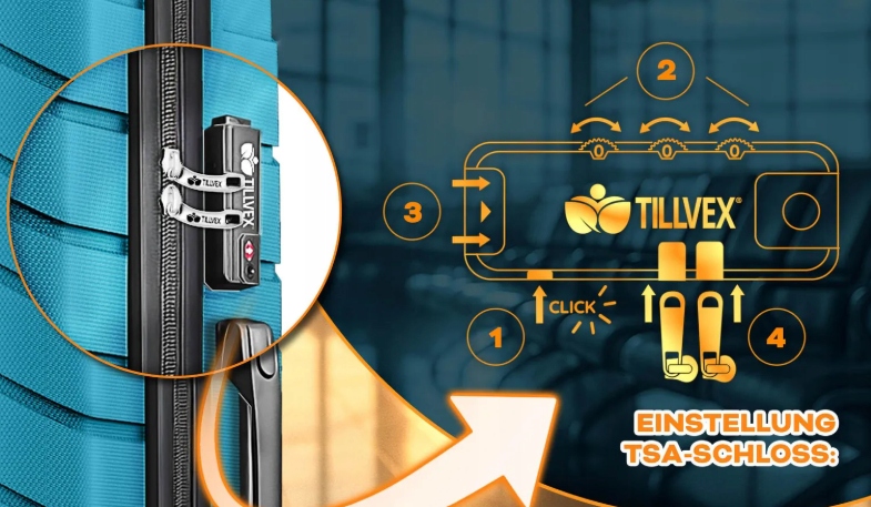 Zestaw 4 Walizek Podróżnych Na Kółkach Bagaż 4 częściowy+Waga Pasy Tillvex