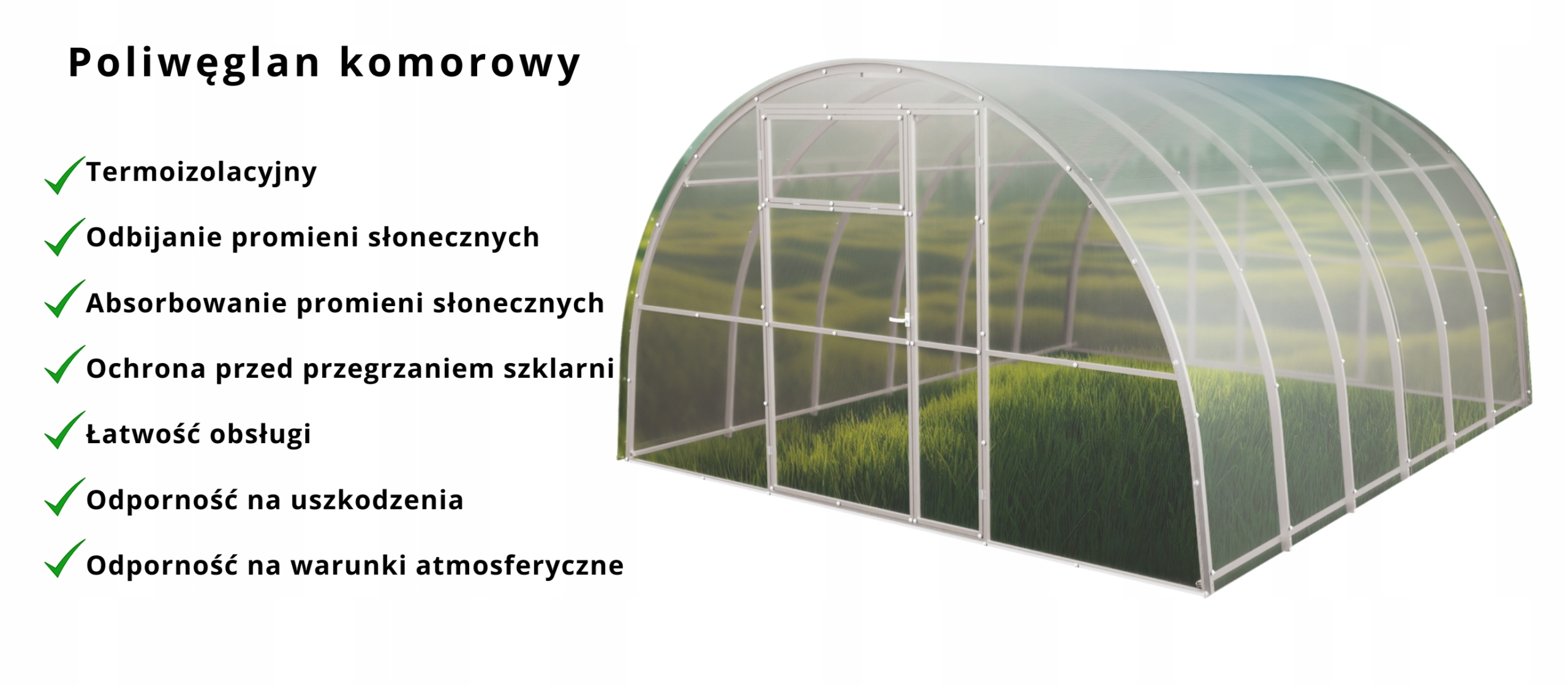 Szklarnia z poliwęglanu Tunel ogrodowy 3,5x6 m profile 20x40 poliwęglan 4mm Szerokość produktu 3.5 cm