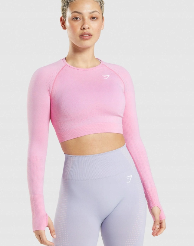 Gymshark Crop Top Sportowy Różowy Damski S 1A2D4_B*