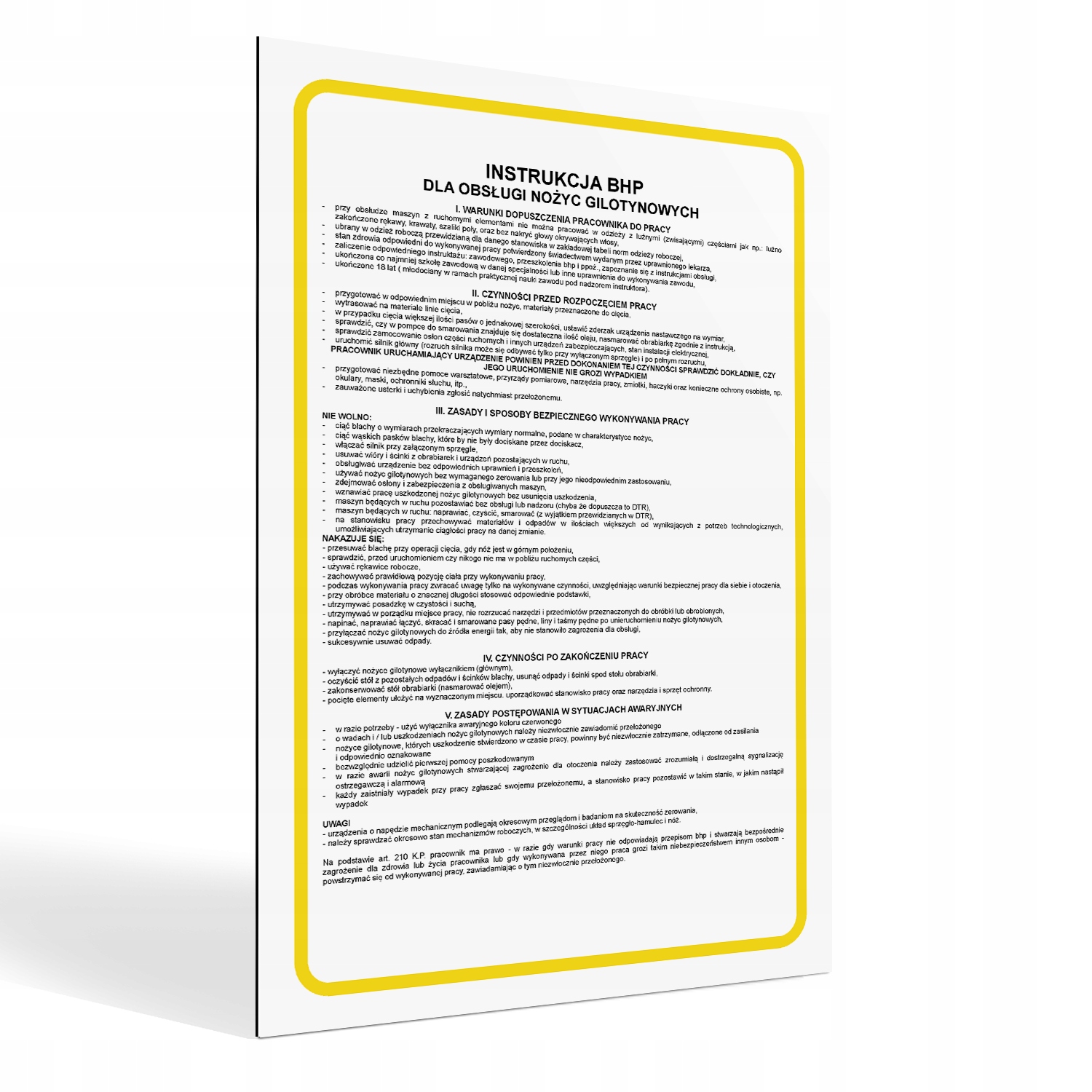 

Instrukcja Bhp Przy Obsłudze Nożyc Gilotynowych