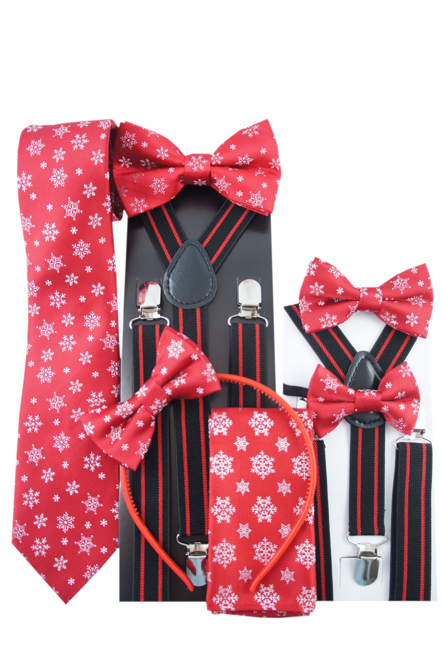 ŚWIĘTA Poszetka/ chusteczka do marynarki ŚNIEŻYNKI Kolor czerwony