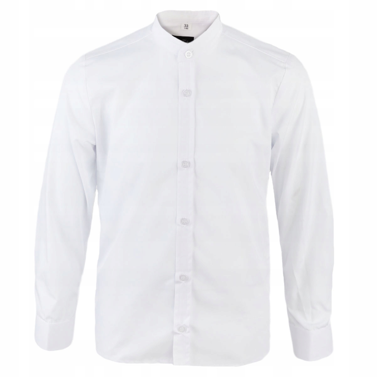 Chłopięca koszula elegancka wizytowa długi rękaw cała biała stójka Biks 170