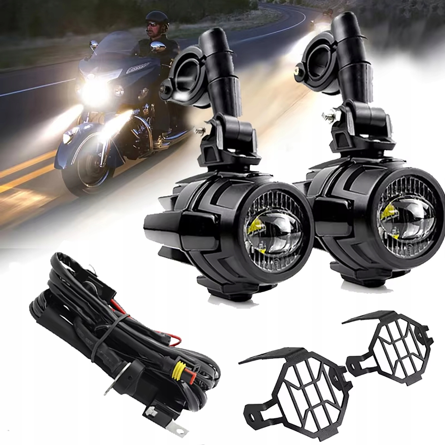 Halogeny LED BMW R1200GS F800 K1600 homologacja AIKOOL
