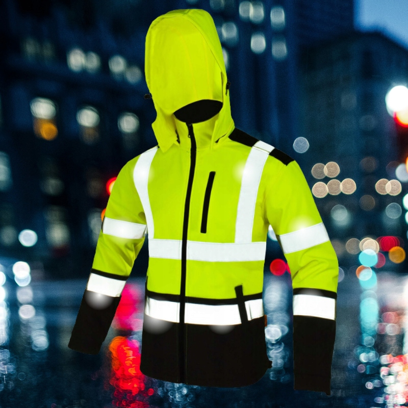 Kurtka robocza męska SOFTSHELL WODOODPORNA Odblaskowa żółta z Kapturem L Marka Specto