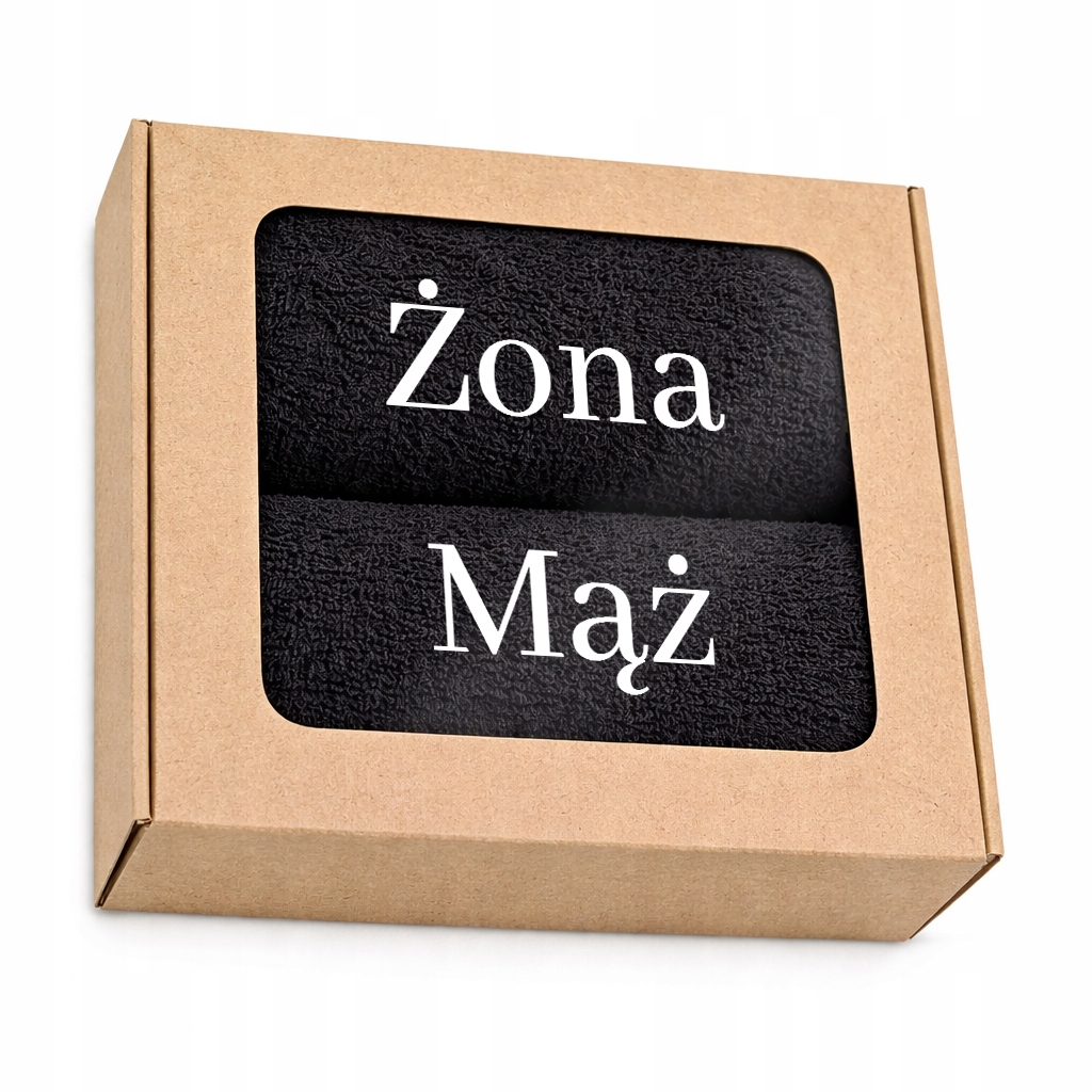 Sada ručníků 50x100 Výšivka na Svatba Výročí Dárek Manžel Manželka Černý Savý