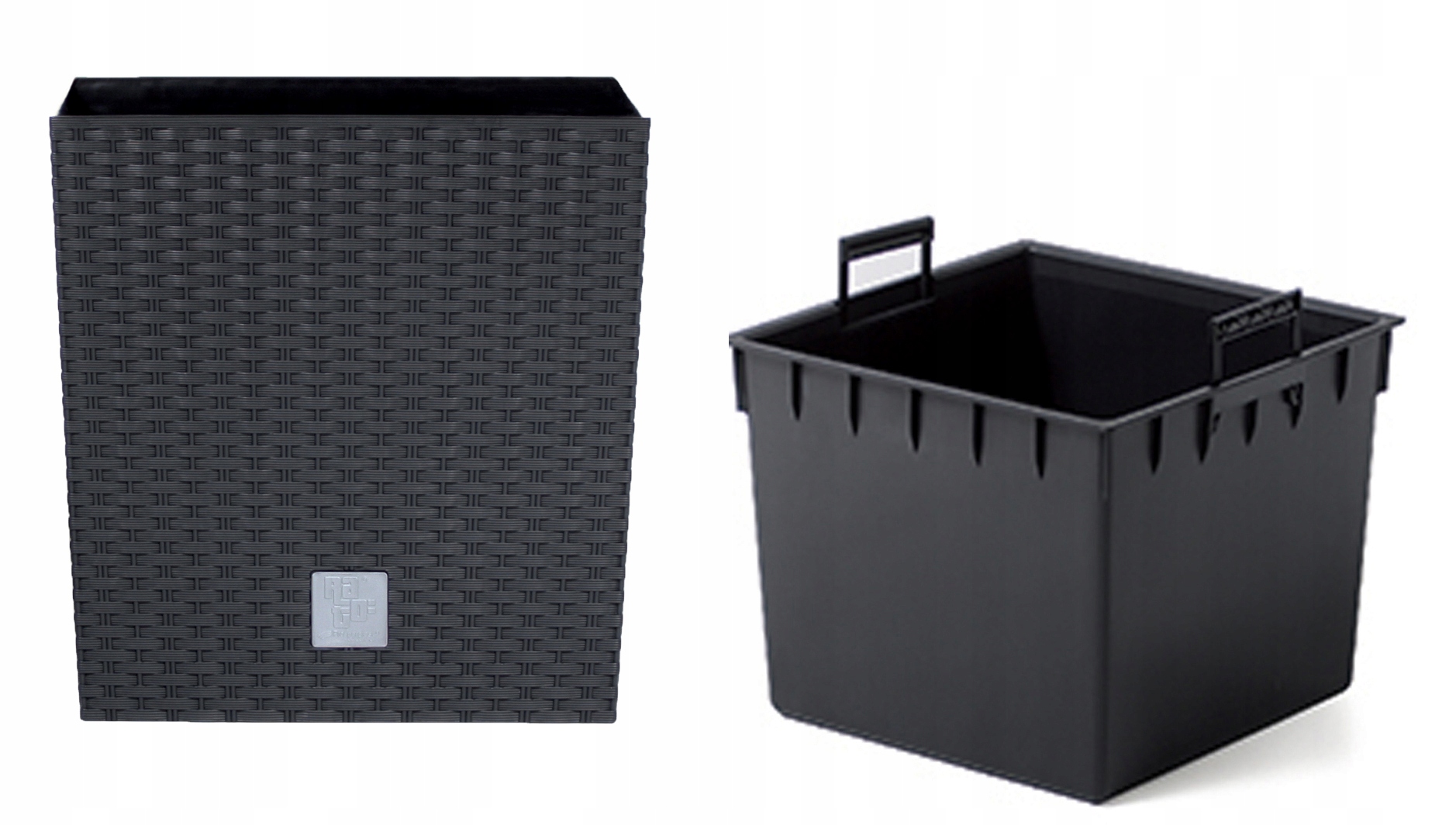 DUŻA DONICZKA DONICA ZEWNĘTRZNA RATTANOWA antracyt Z WKŁADEM OSŁONKA TARAS Marka Prosperplast