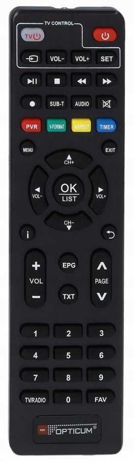 Pilot do Dekodera TV DVB-T2 HEVC Optibox NGEN Opticum Air NS Blow 7000FHD