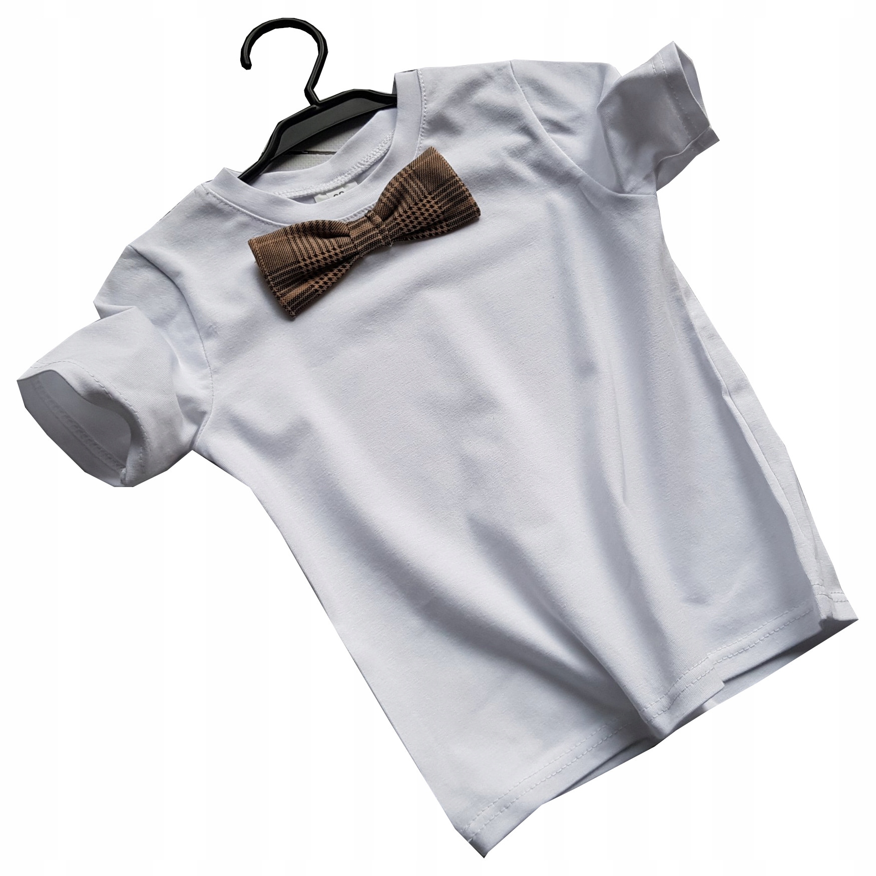 

T-shirt z muchą w beżową kratę 98