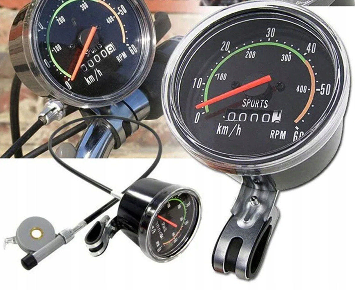 WODOODPORNY MECHANICZNY LICZNIK ROWEROWY RETRO BEZBATERYJNY XL DO ROWERU Model RETRO