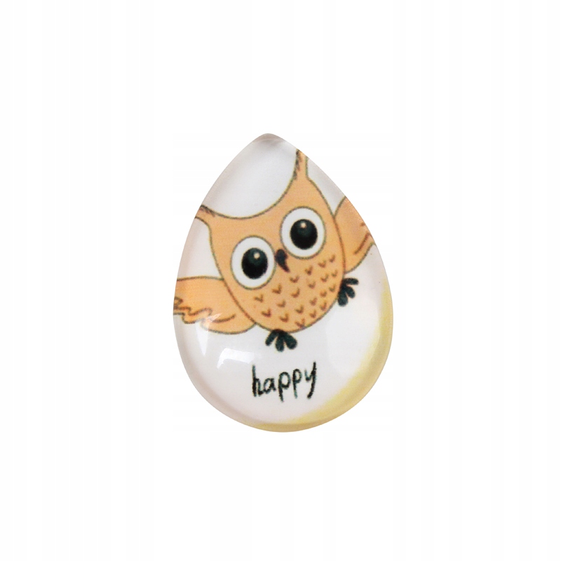 [046371 Kaboszon szklany kropla 25*18mm sowa happy