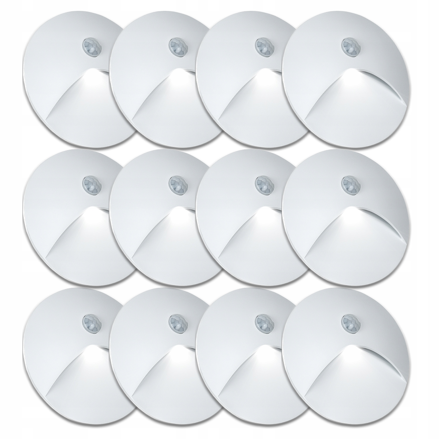 12 X Bílá Hliníková Schodišťová Objímka IP65 Senzor Soumraku Pohybu