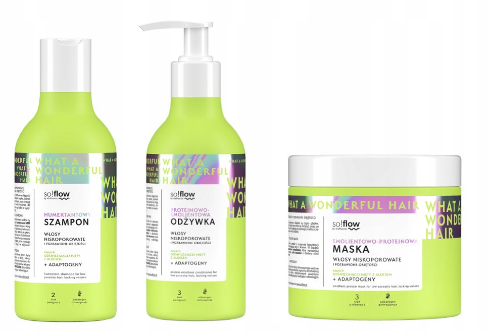 SO!FLOW ZESTAW WŁOSY NISKOPOROWATE SZAMPOM + ODŻYWKA + MASKA