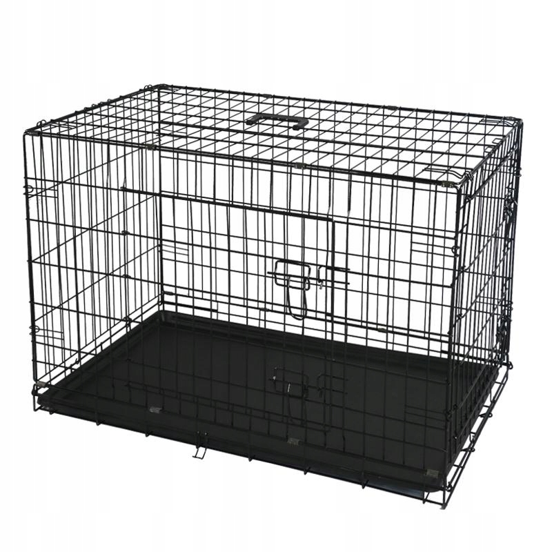 Klatka kennelowa dla psa dwudrzwiowa metalowa składana XL Lewa 106x71x77