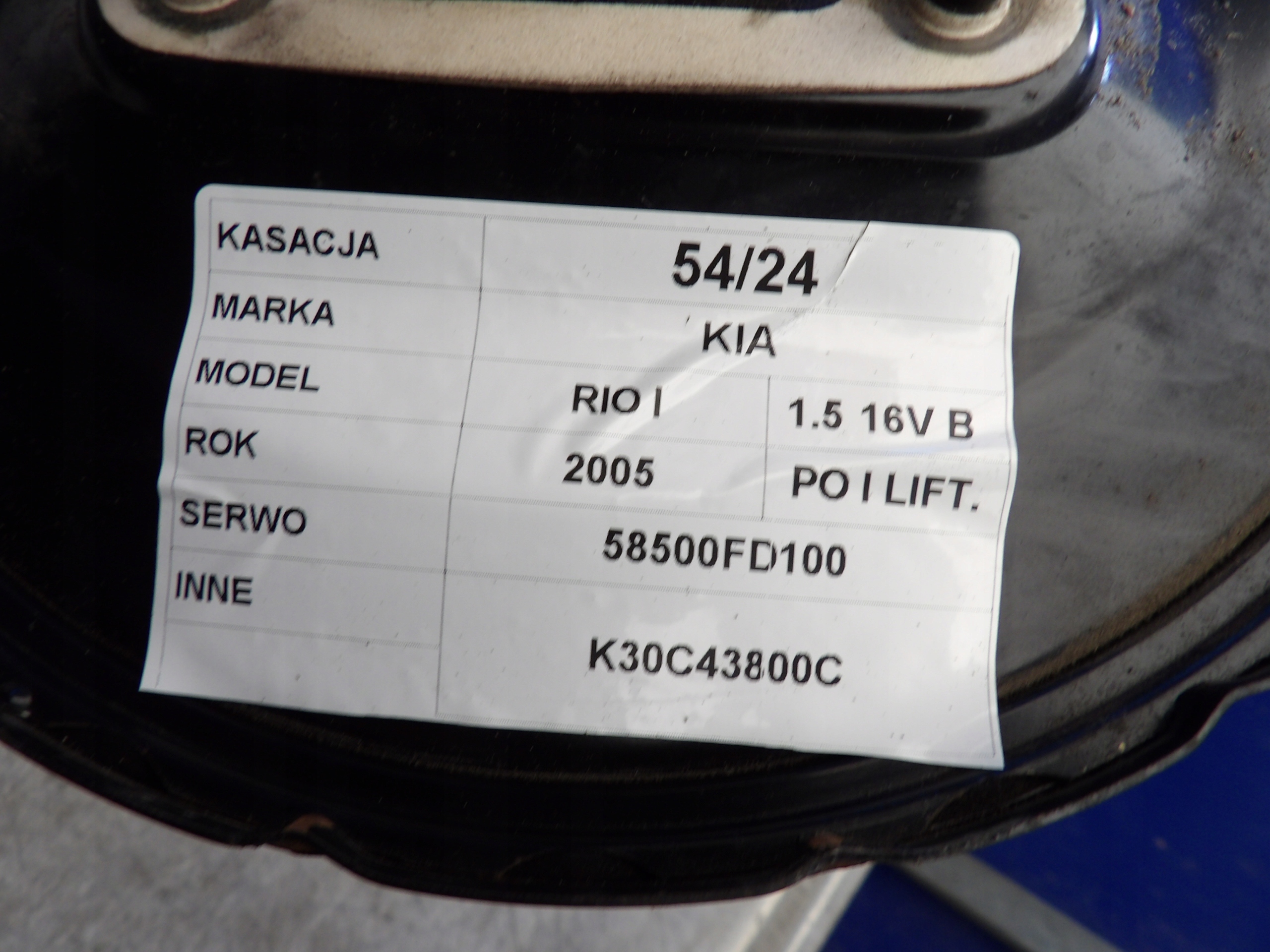 KIA RIO E SERVO, POMPA 58500 FD100 K30C 43 800C 5122