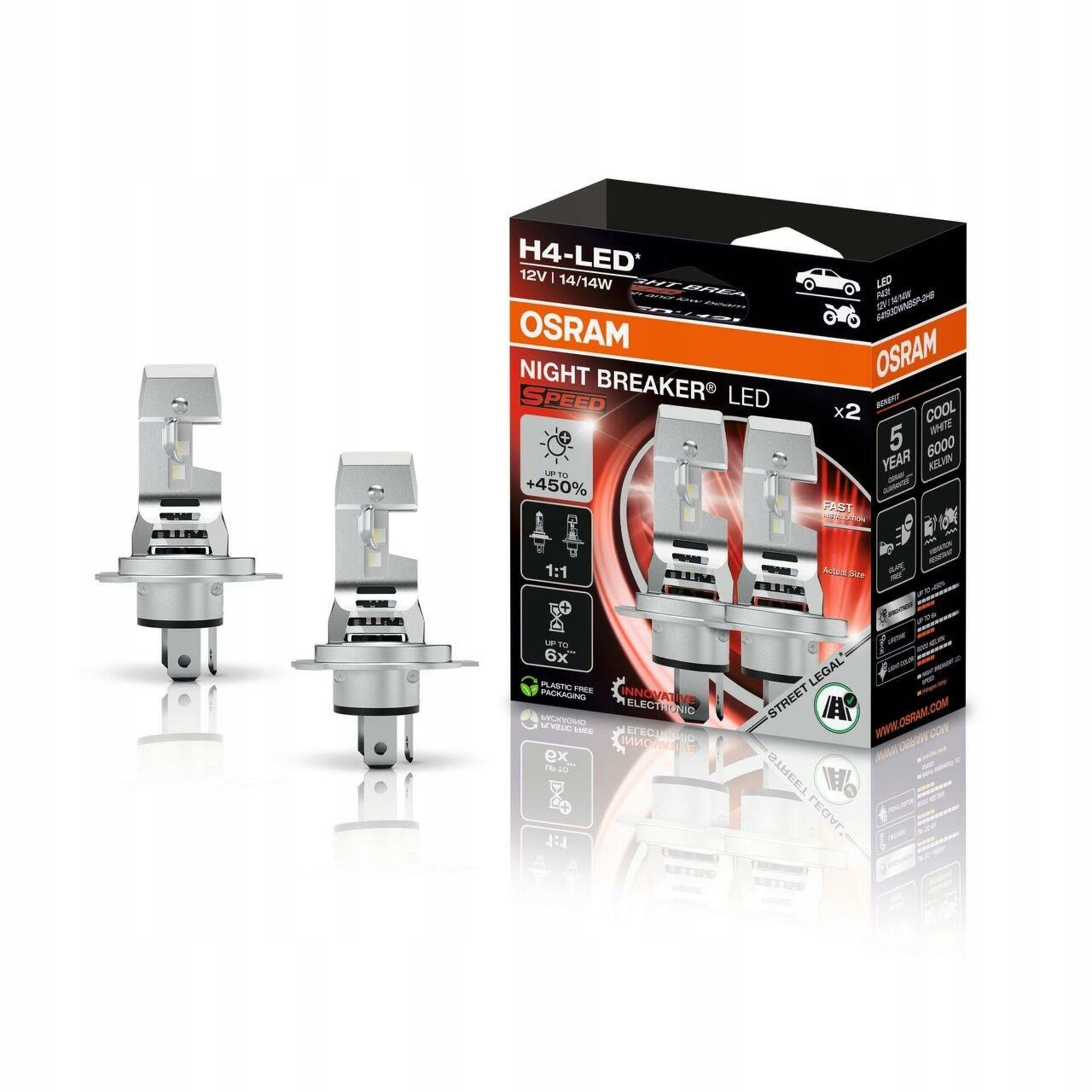 Osram H4 Night Breaker Led Speed 450 homologácia 2ks 64193DWNBSP-2HB