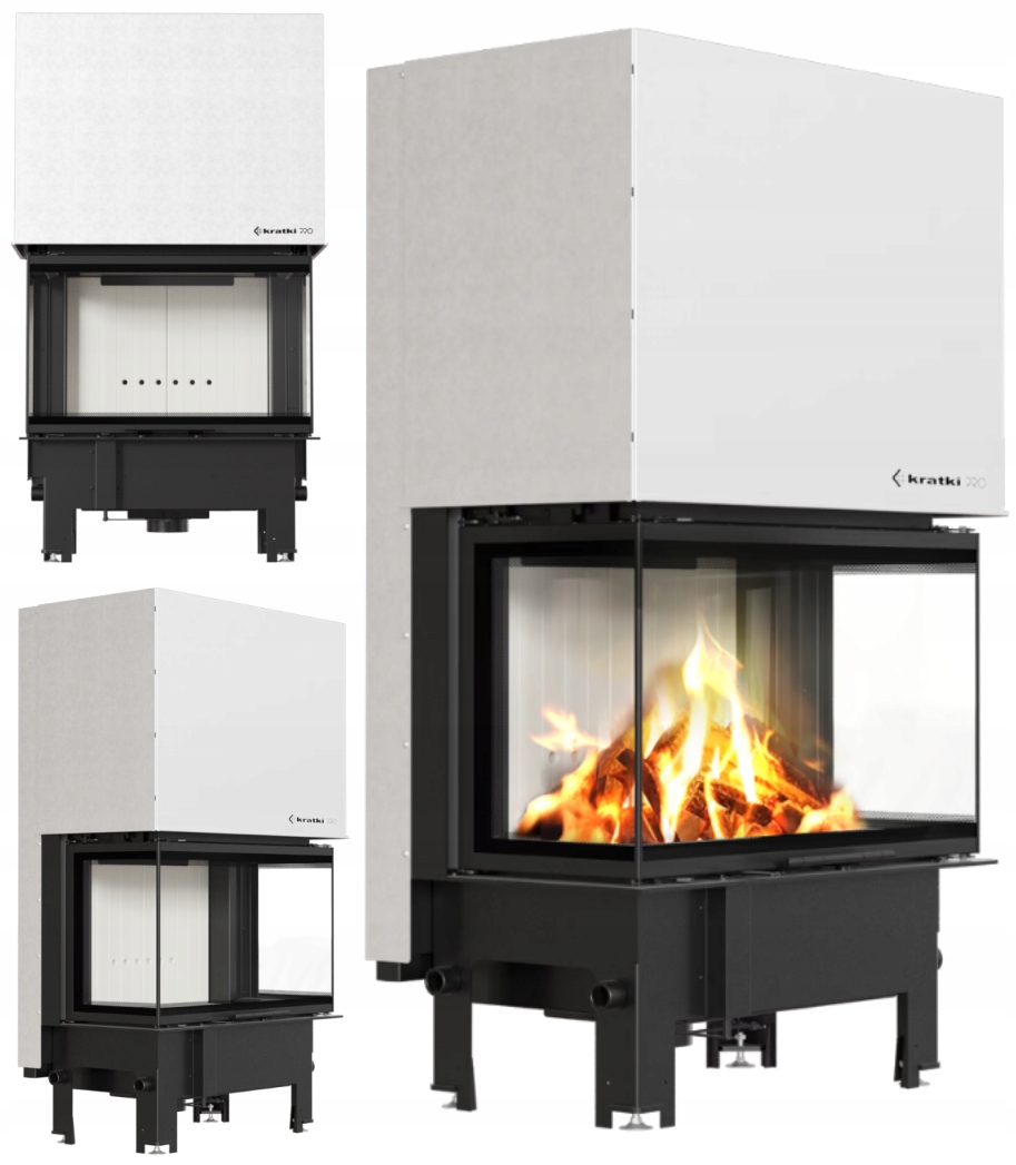 Kominek Wkład Kratki Regnor 800/400 8 kW Na Drewno Trójstronny 3 Szyby