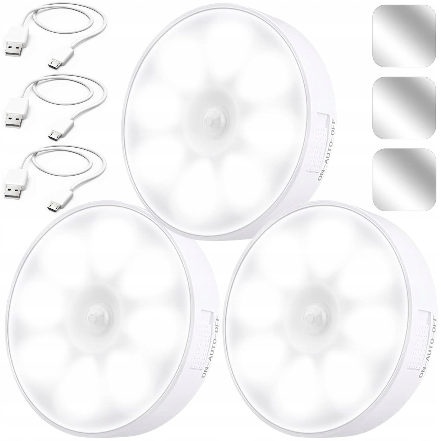 3X Led Lampička Sada Schodišťových Světel S Pohybovým Senzorem Noční Do Skříně