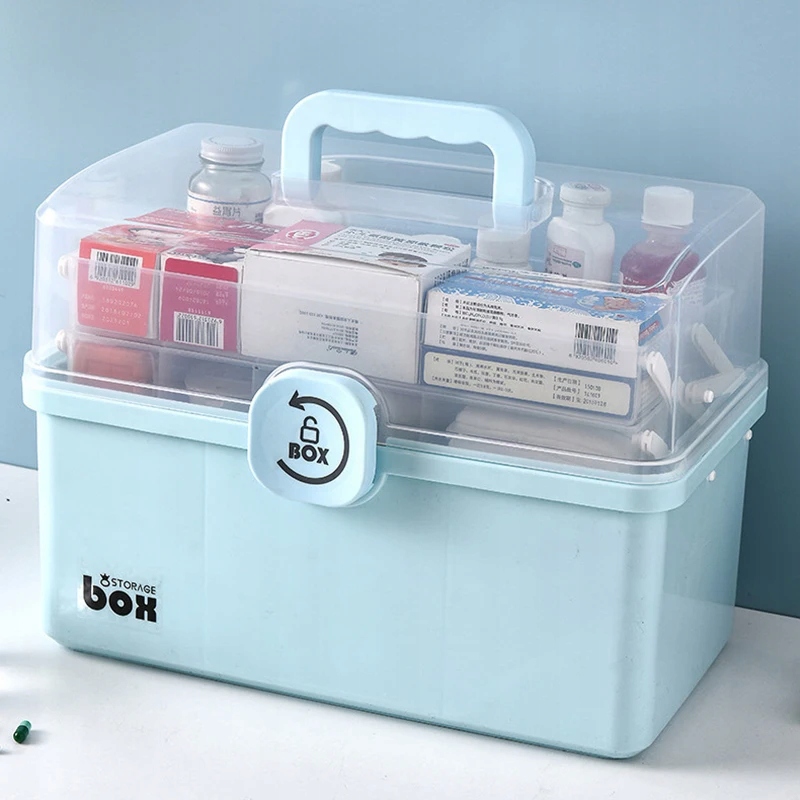 3/2 Layer Portable First Aid Kit Storage Box Plastic Multi-Functional Model gchyan