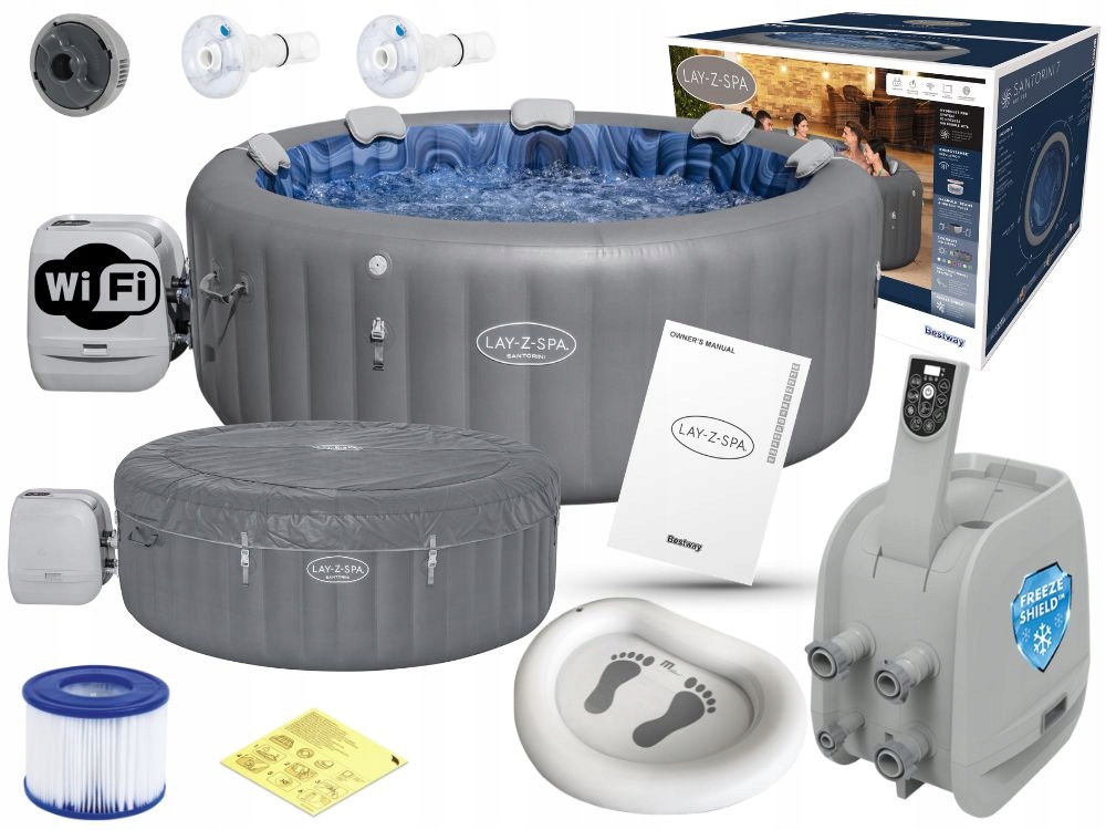 Dmuchane Spa Hydromasaż Santorini Bestway 6001T 7osób Led+WiFi+HydroJet NEW