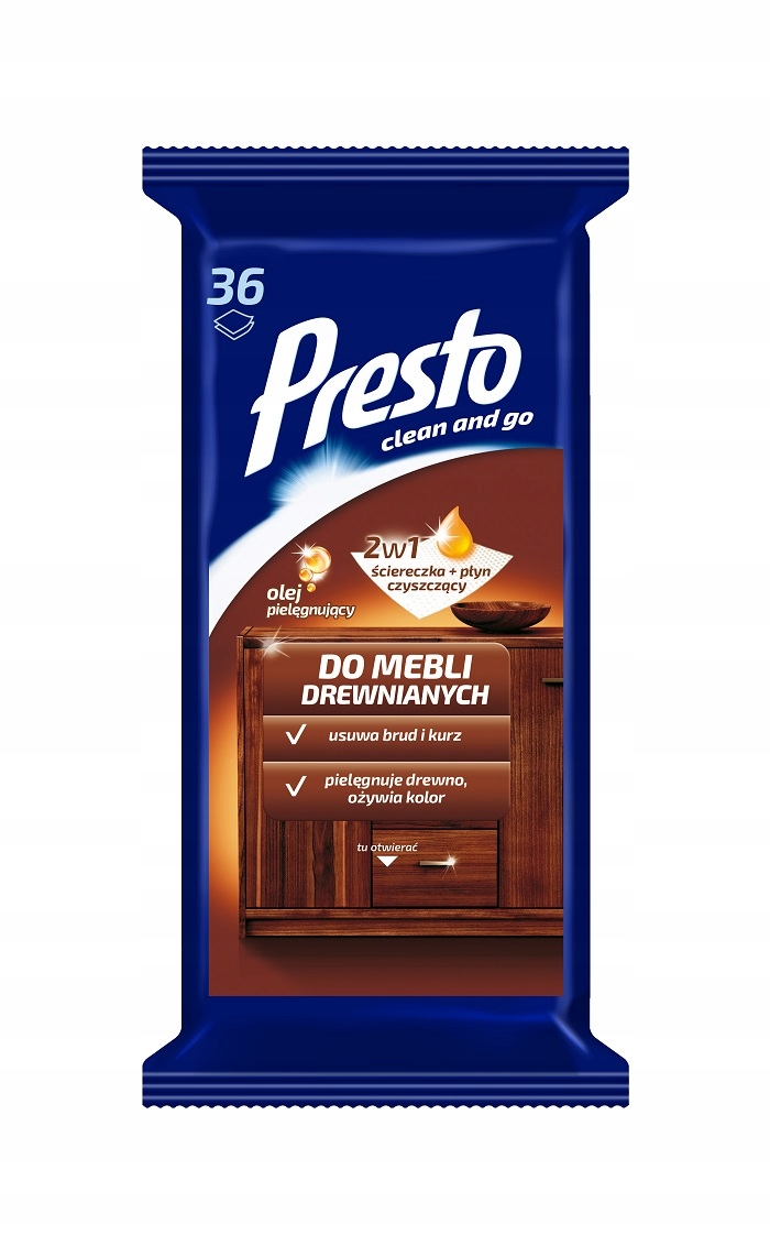 Levně 13X Presto Vlhčené utěrky na dřevěný nábytek 36 ks