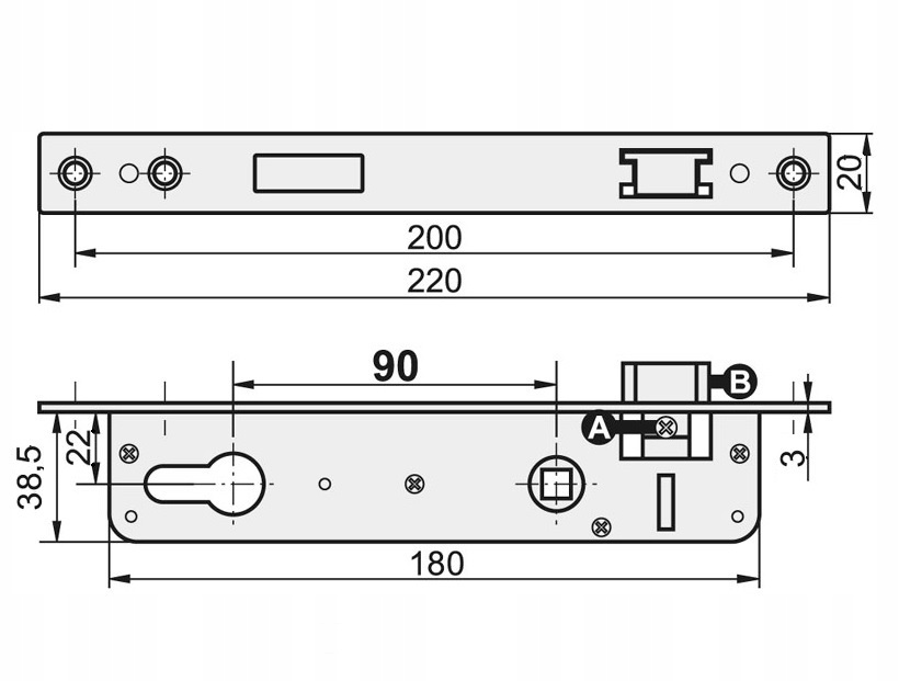 ZAMEK DO FURTKI BRAMKI NA WKŁADKĘ WĄSKI 90X22mm DO PROFILU 40x40 JANIA Marka Steelfence