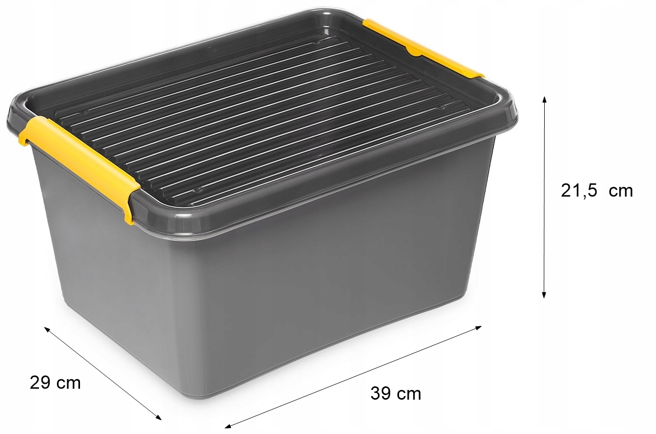 Pojemnik organizer 15,5 l z pokrywą plastikowe pudełko szare na ubrania