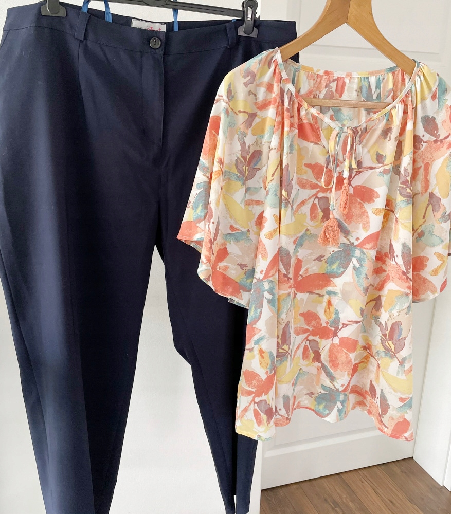 Krásná sada Maxi Plus Size halenka plus kalhoty vel 56/58