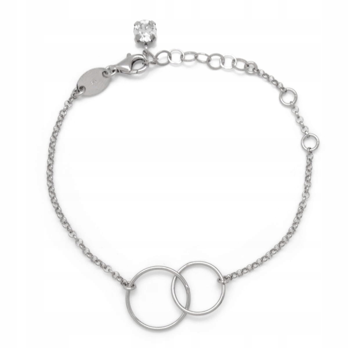 Dámský náramek Victoria Cruz Dva kroužky stříbro 925, nastavitelný