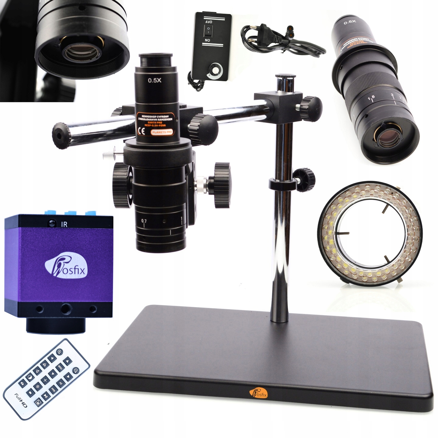 Sada Digitálního Mikroskopu Pájení Výložník Osvětlovač 56LED Kamera Rosfix