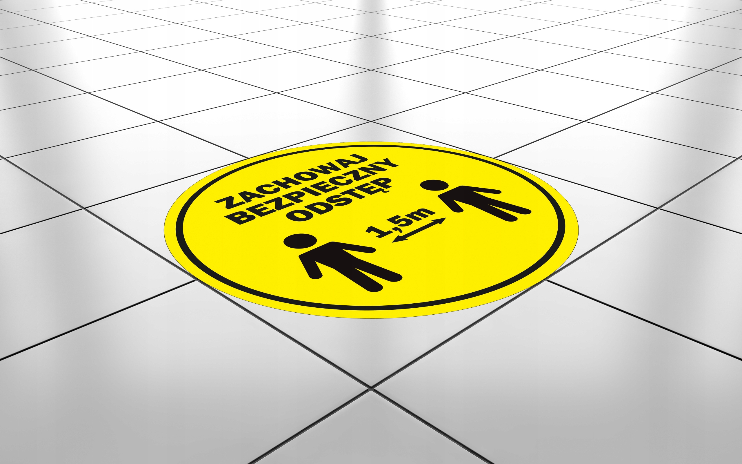 NAKLEJKA NA PODŁOGĘ 40cm ZACHOWAJ ODSTĘP Kod producenta alejestudio_bhp