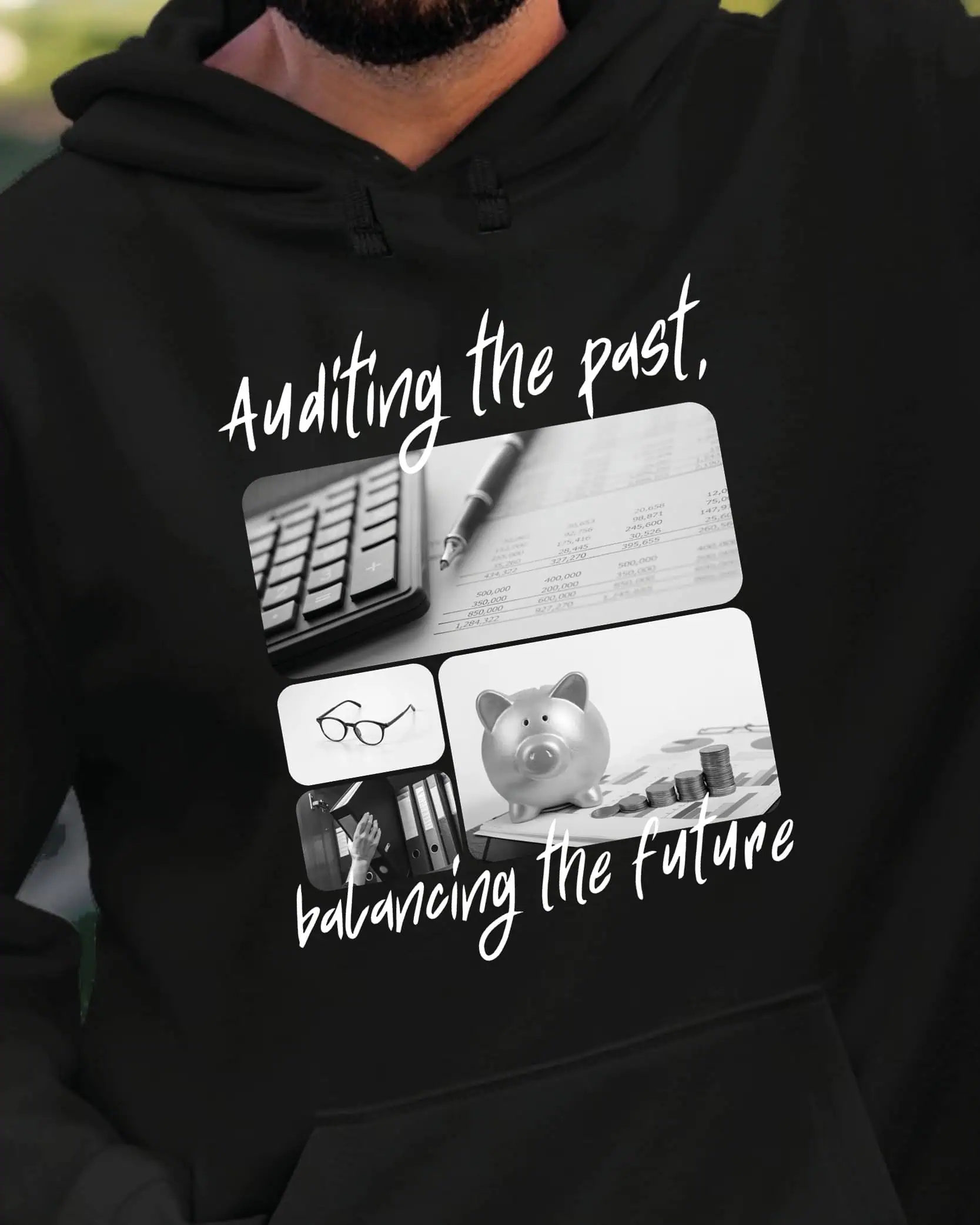 Mikina s kapucí Dárek pro uměleckou účetní Černá M